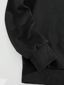 ROMWE MEN Prep Các bạn Đồ họa chữ & lửa Dây rút Hoodie - màu đen - Xem 4