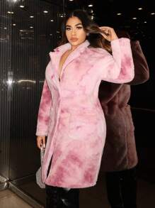 SHEIN SXY Tie Dye Dual Pocket Drop Shoulder Coat - Multicolor - View 4