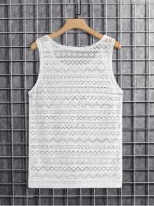 Manfinity RSRT 男士純色背心 - 白色 - 查看 7