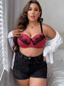 Plus Contrast Lace Underwire Bra