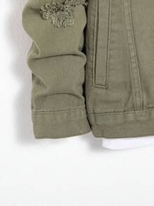 Manfinity Homme Hombres Cazadora mezclilla desgarro con bolsillo con solapa sin camiseta