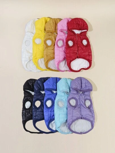 PETSIN 1入組藍色的防風絎縫夾克背心帶罩