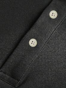 Men Contrast Collar Polo Shirt - Black - View 5