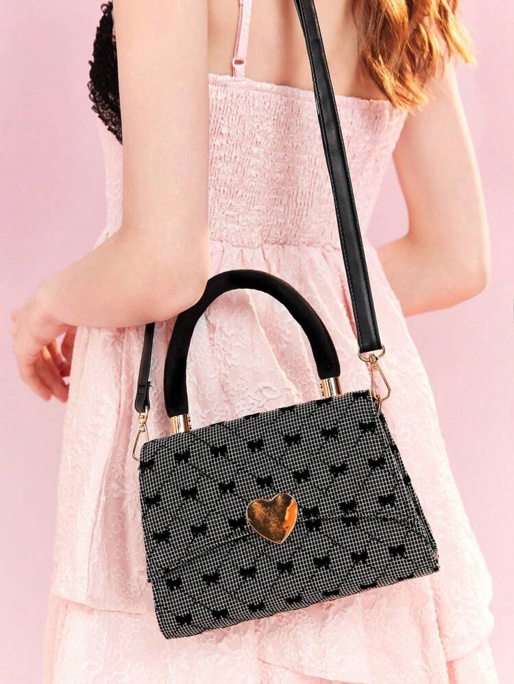 Heart Shape Buckle, Butterfly Design Fashionable Multipurpose Simple Tote Cross-Body Bag,For Retro