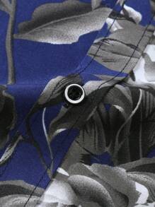 Manfinity RSRT 男士花卉印花鈕扣襯衫 - 藏蓝色 - 查看 6