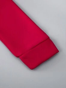 Tween Boy Two Tone Expression Print Hooded Zipper Up Jacket & Sweatpants Without Tee - Burgundy - View 5