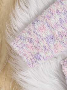 SHEIN Baby Girl Space Dye Cardigan & Knit Top & Pants - Coral Pink - View 5