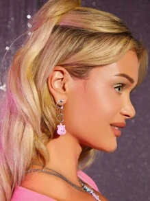 SHEIN X Care Bears 3pairs/set Cute 3d Earrings & Ear Cuffs - Multicolor - View 6