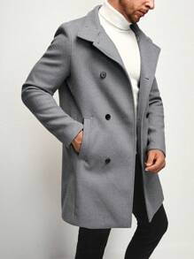 Manfinity VCAY Men 1pc Double Breasted Overcoat, Fall/Winter