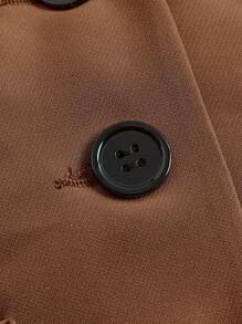 SHEIN MOD Contrast Collar Button Front Halter Neck Waistcoat - Brown - View 4