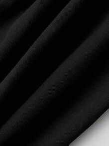 SHEIN 女嬰黑色彈性腰口和腳口帶蓋子鈕扣側口袋褲 - 黑色 - 查看 3