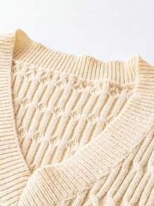 SHEIN Unity Plus Flounce Sleeve Ruffle Hem Sweater Dress Fall Cloth For Women - Apricot - View 3