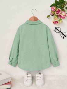 SHEIN 年輕女孩翻蓋口袋落肩燈芯絨外套（無T恤）