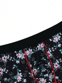 Men Floral Print Top-stitching Contrast Tape Boxer Brief - Multicolor - View 4