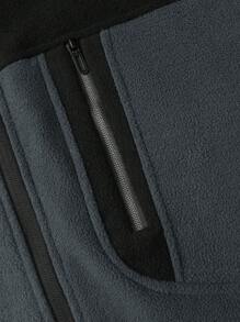 Manfinity Sport Corelite Men Colorblock Zip Up Thermal Lined Fleece Jacket Workout Tops Grey Jacket - Grey - View 6