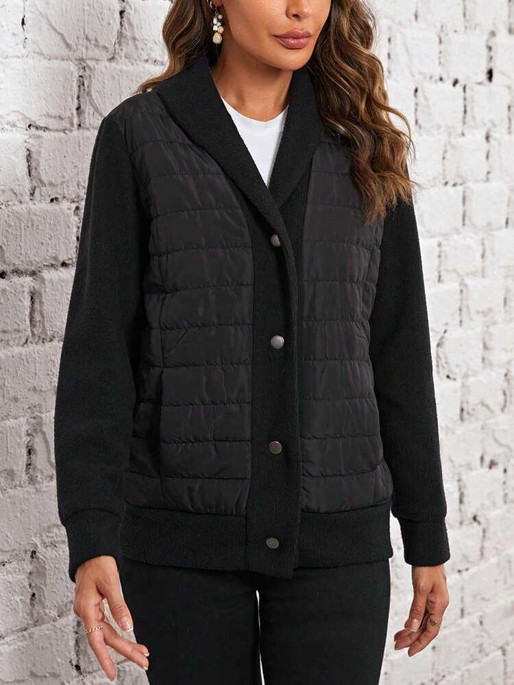 Shawl Collar Slant Pocket Padded Coat