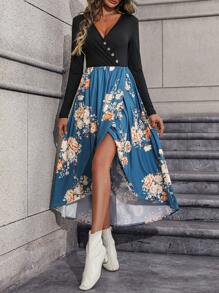 SHEIN Unity 印花交疊領洋裝 - 彩色 - 查看 6