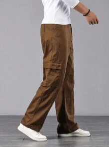 Manfinity Homme Loose Fit Men's Jeans With Flap Pockets On The Side - Brown - View 6