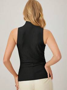 MOTF PREMIUM SPANDEX SLIM-FIT RIBBED TOP - Black - View 2