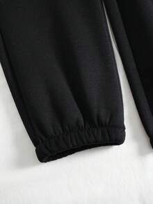 INAWLY Solid Thermal Lined Sweatshirt & Drawstring Waist Sweatpants - Multicolor - View 5