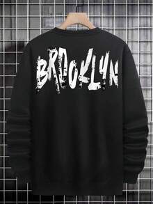 Manfinity Men Letter Graphic Drop Shoulder Sweatshirt - Black - View 3