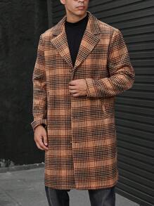 Manfinity Homme Loose Fit Men's Plaid Lapel Collar Overcoat - Multicolor - View 3