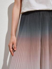 Anewsta 漸變色褶襉闊腿褲 - 白色 - 查看 7