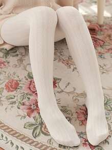 ROMWE Kawaii 雙女式心形提花連褲襪 - 白色 - 查看 3