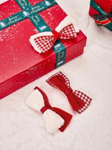 3入組白色紅色的綁結蝴蝶結設計髮夾日常裝飾 - 彩色 - 查看 1