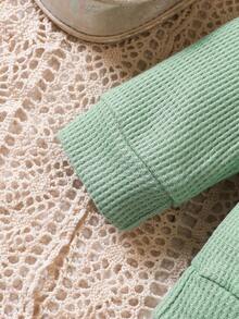 Baby Girl Ruffle Trim Sweatshirt & Flare Leg Pants - Green - View 3