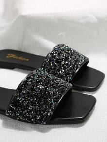 Flat Sandals For Women - Black - View 6