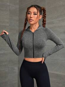 Áo khoác thể thao có khóa kéo - Xám - Xem 6