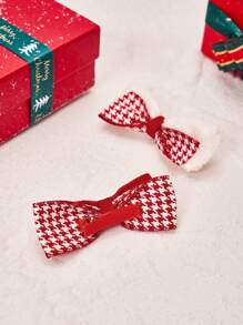 3入組白色紅色的綁結蝴蝶結設計髮夾日常裝飾 - 彩色 - 查看 4
