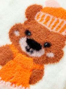 Bébé Fille Pull En Tricot Motif Ours Duveteux