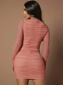 SHEIN SXY Vestido ajustado unicolor fruncido
