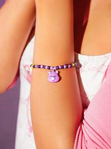 SHEIN X Care Bears 3pcs/set Cute 3d Beaded Bracelets - Multicolor - View 4