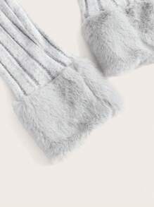 SHEIN EZwear Borg Collar Fuzzy Panel Hook & Eye Front Coat In Fall/Winter