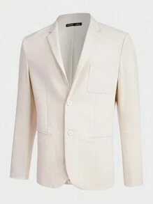 Manfinity VCAY Men Solid Blazer & Tie Waist Pants - Beige - View 13