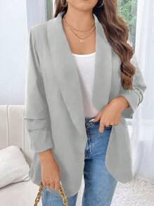 Calvaya 加青果領開襟西裝外套 - 灰色 - 查看 1