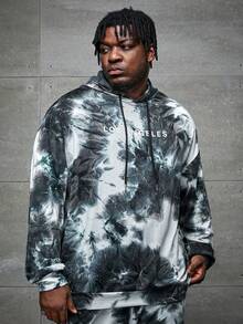 GENTILAND Men Plus Tie Dye Drop Shoulder Drawstring Hoodie & Sweatpants - Multicolor - View 3