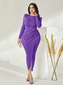 Modelyn Váy quấn có đệm vai - Màu tím - Xem 3