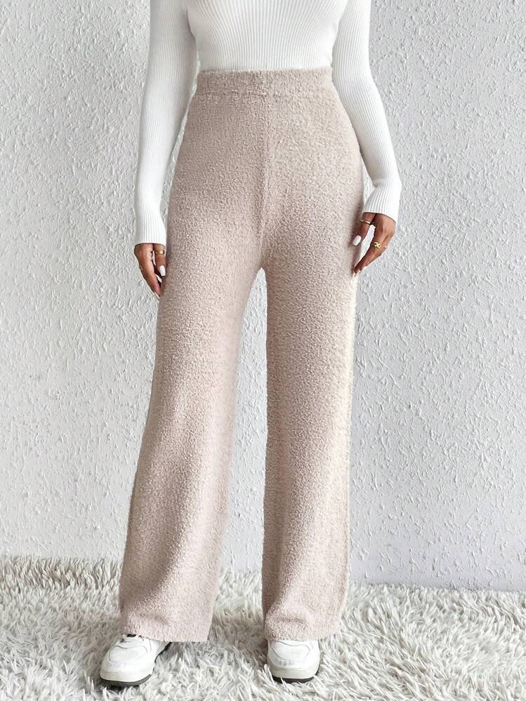 SHEIN Privé מכנסי סריג גבוה מותן - משמש - ראה 1