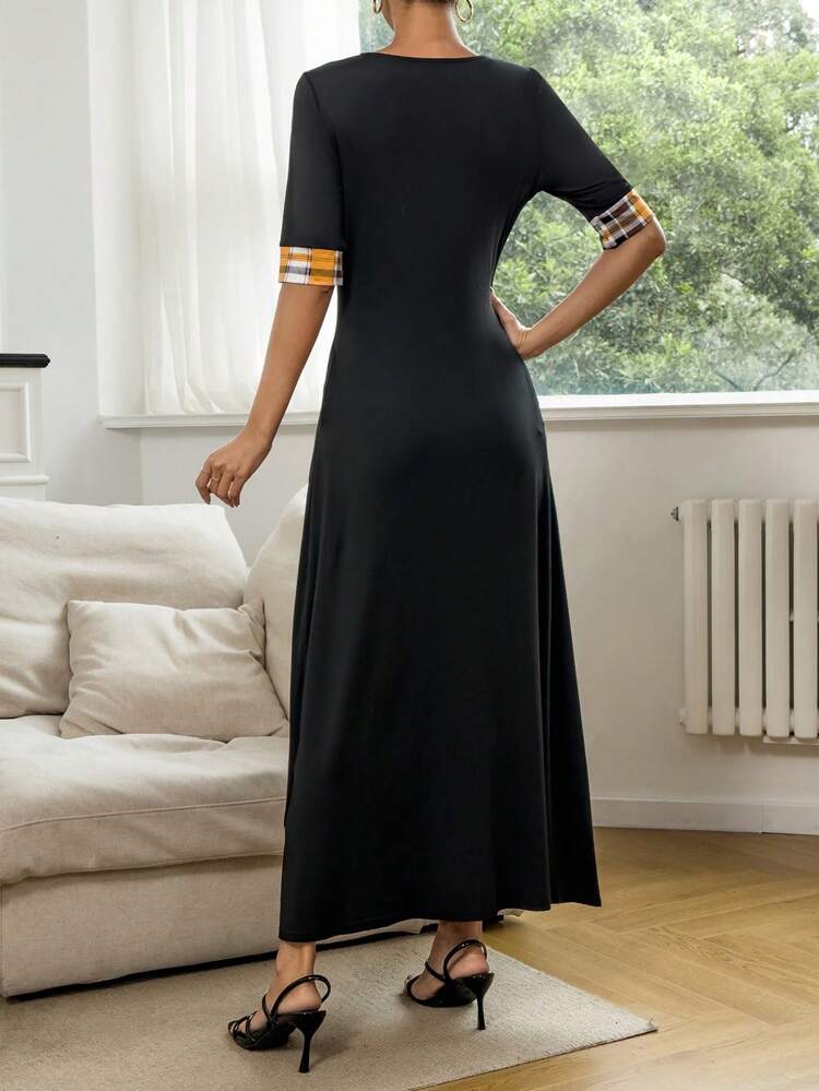 Plaid Print Button Front Dress