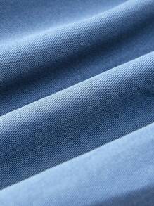 SHEIN Baby Boy Letter Tape Flap Pocket Side Thermal Lined Pants - Dusty Blue - View 8