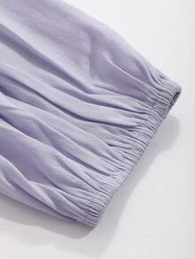 DAZY 純色荷葉邊鈕扣襯衫 - 紫色 - 查看 7