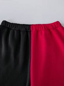 Tween Boy Two Tone Expression Print Hooded Zipper Up Jacket & Sweatpants Without Tee - Burgundy - View 6