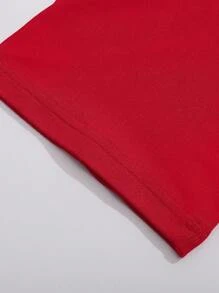 SHEIN LUNE Christmas Print Tee - Red - View 5