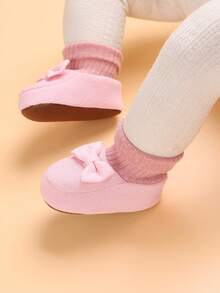 冬季软底鞋袜，适合 0-1 岁婴儿，时尚防滑设计，带保暖羊毛 - 粉色 - 查看 3