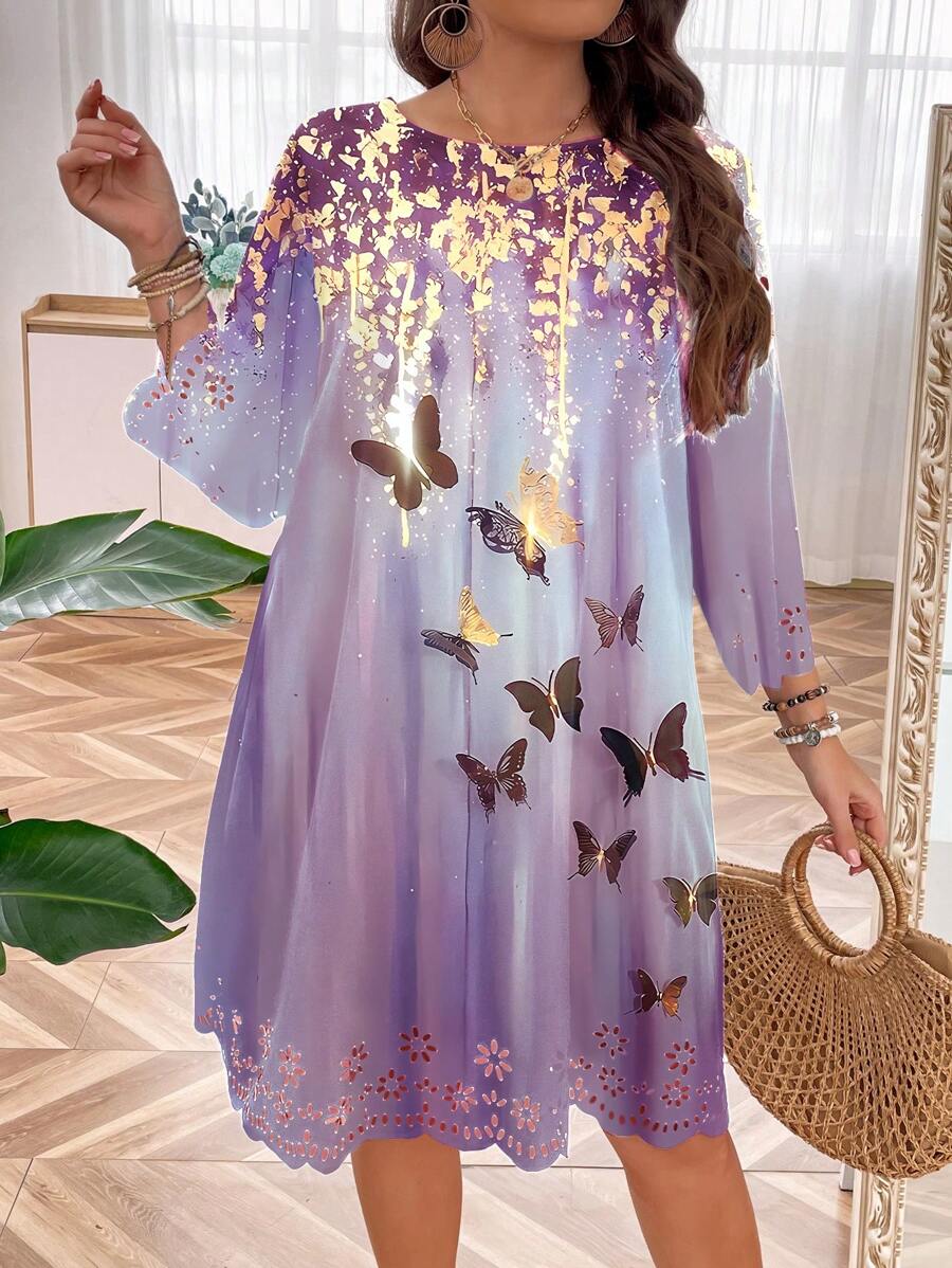 SHEIN LUNE 女性大尺碼洋裝 - 紫色 - 查看 1