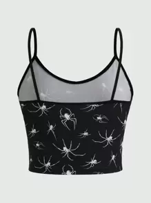 ROMWE Goth Spider Print Cami Top, School - Black - View 2